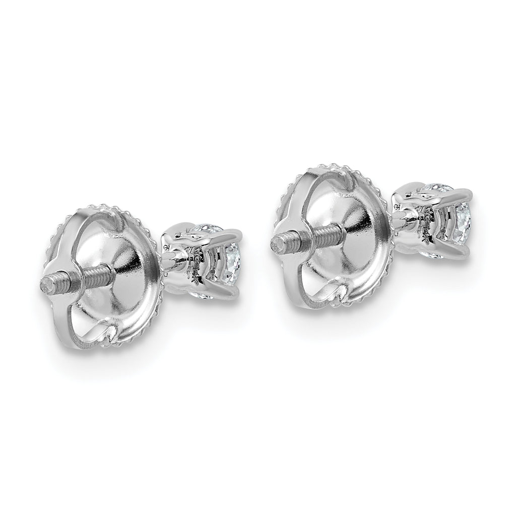 14K White Gold 1/4 ct Lab-Created Diamond VS/SI+ G+, 4-Prong Screw-Back Stud Earrings