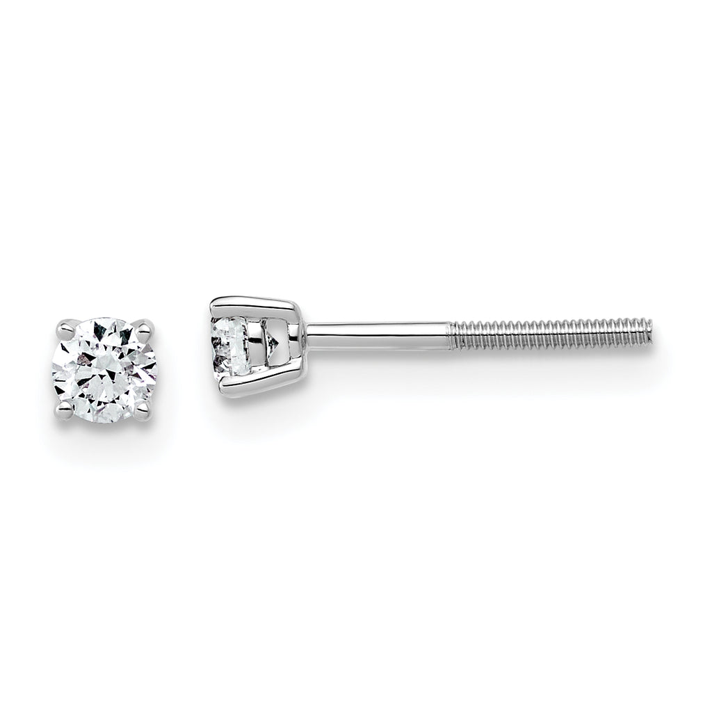 14K White Gold 1/4 ct Lab-Created Diamond VS+ F+, 4-Prong Screw-Back Stud Earrings
