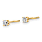 14K Yellow Gold 1/4 ct Lab-Created Diamond VS/SI+ G+, 4-Prong Screw-Back Stud Earrings