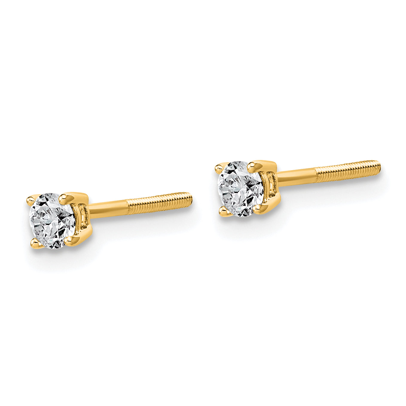 14K Yellow Gold 1/4 ct Lab-Created Diamond VS/SI+ G+, 4-Prong Screw-Back Stud Earrings