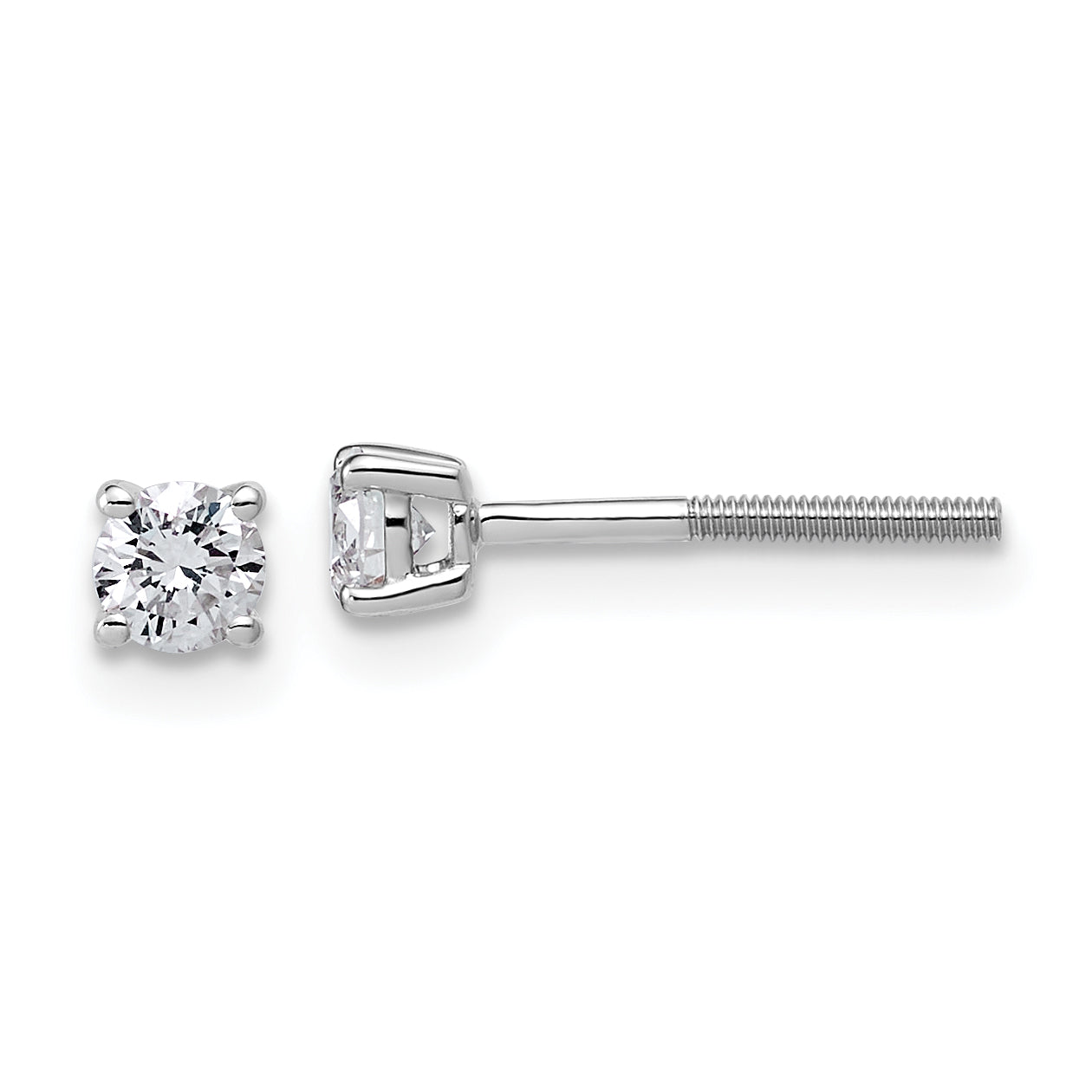 14K White Gold 1/3 ct Lab-Created Diamond VS/SI+ G+, 4-Prong Screw-Back Stud Earrings Main image