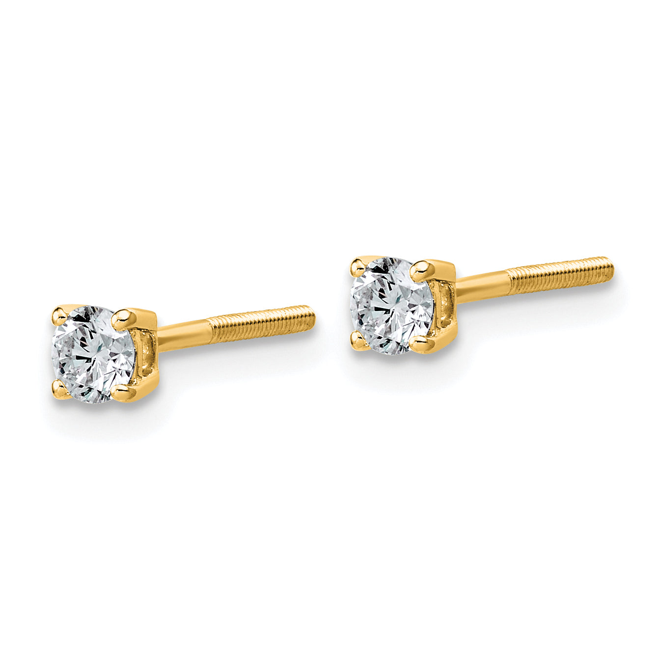 14K Yellow Gold 1/3 ct Lab-Created Diamond VS/SI+ G+, 4-Prong Screw-Back Stud Earrings