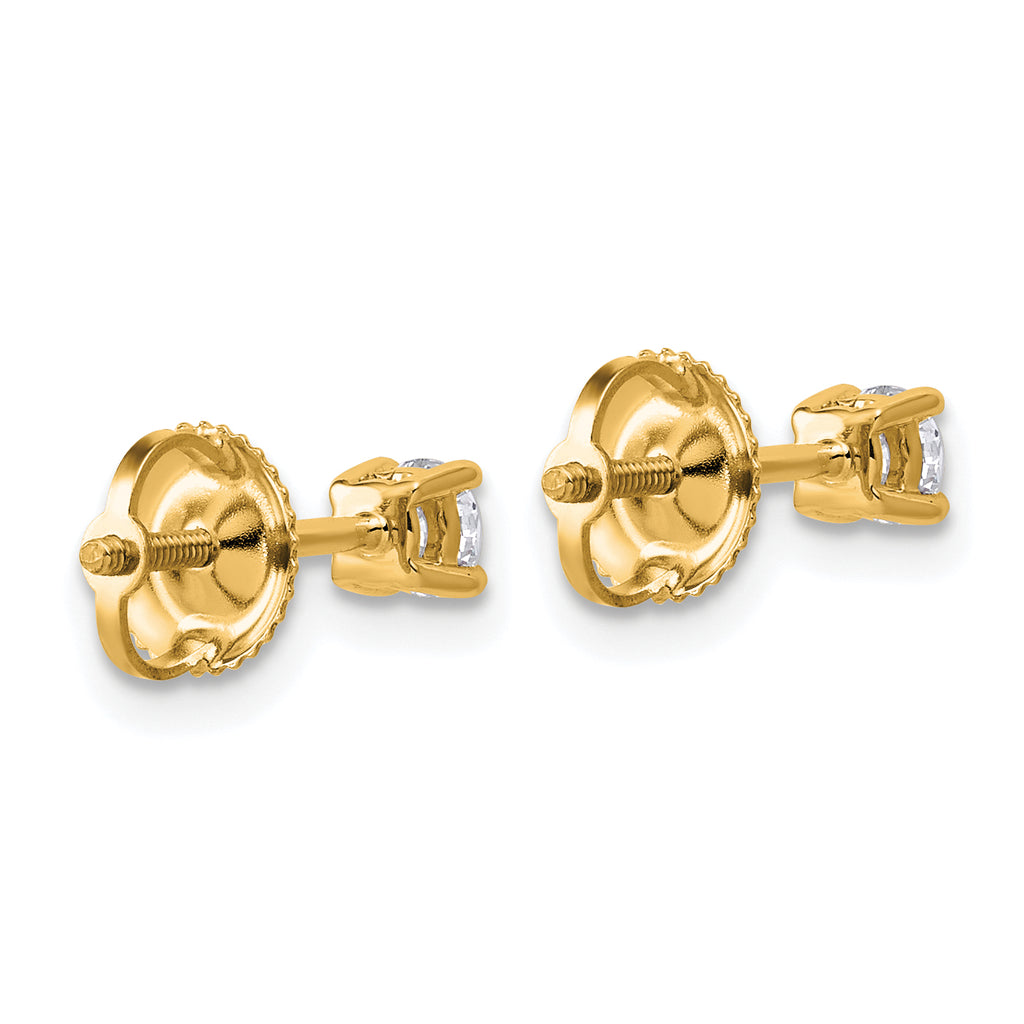 14K Yellow Gold 1/3 ct Lab-Created Diamond VS+ F+, 4-Prong Screw-Back Stud Earrings