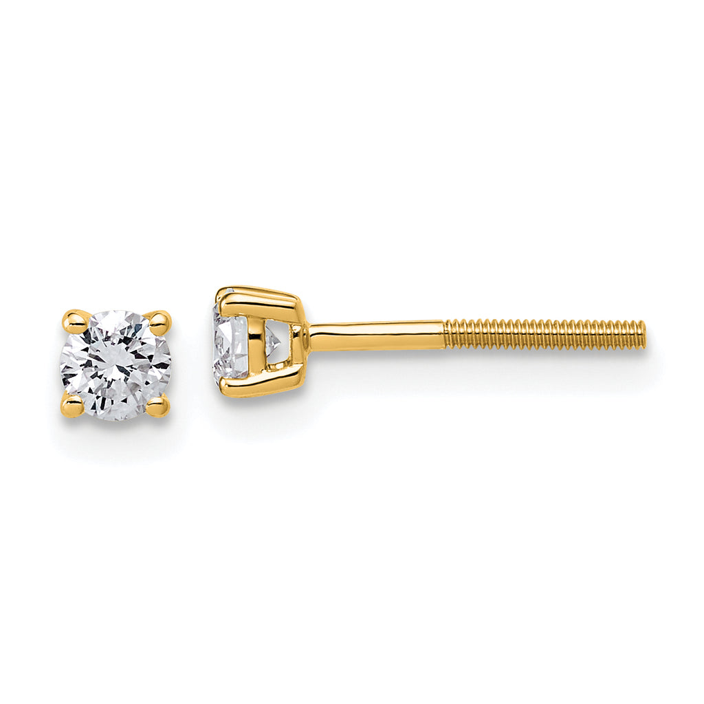 14K Yellow Gold 1/3 ct Lab-Created Diamond VS+ F+, 4-Prong Screw-Back Stud Earrings