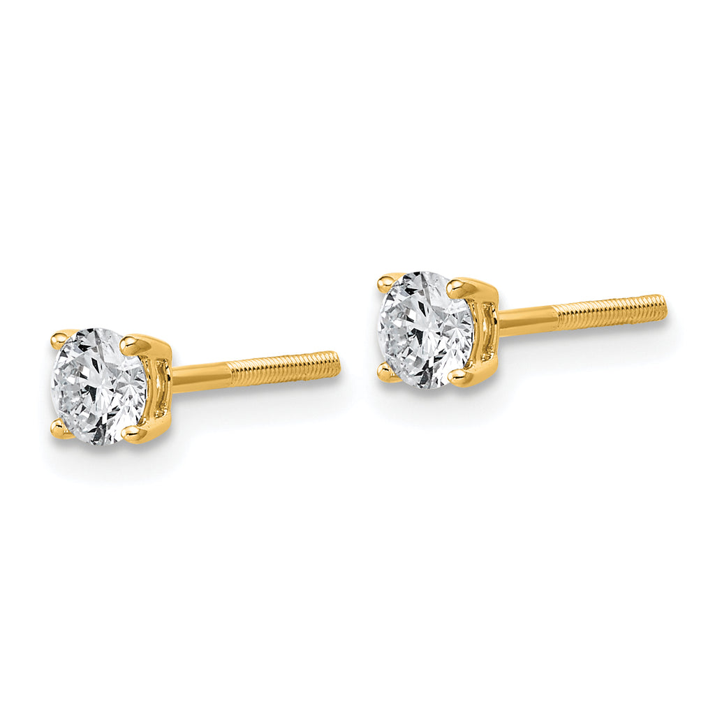 14K Yellow Gold 1/2 ct Lab-Created Diamond VS/SI+ G+, 4-Prong Screw-Back Stud Earrings