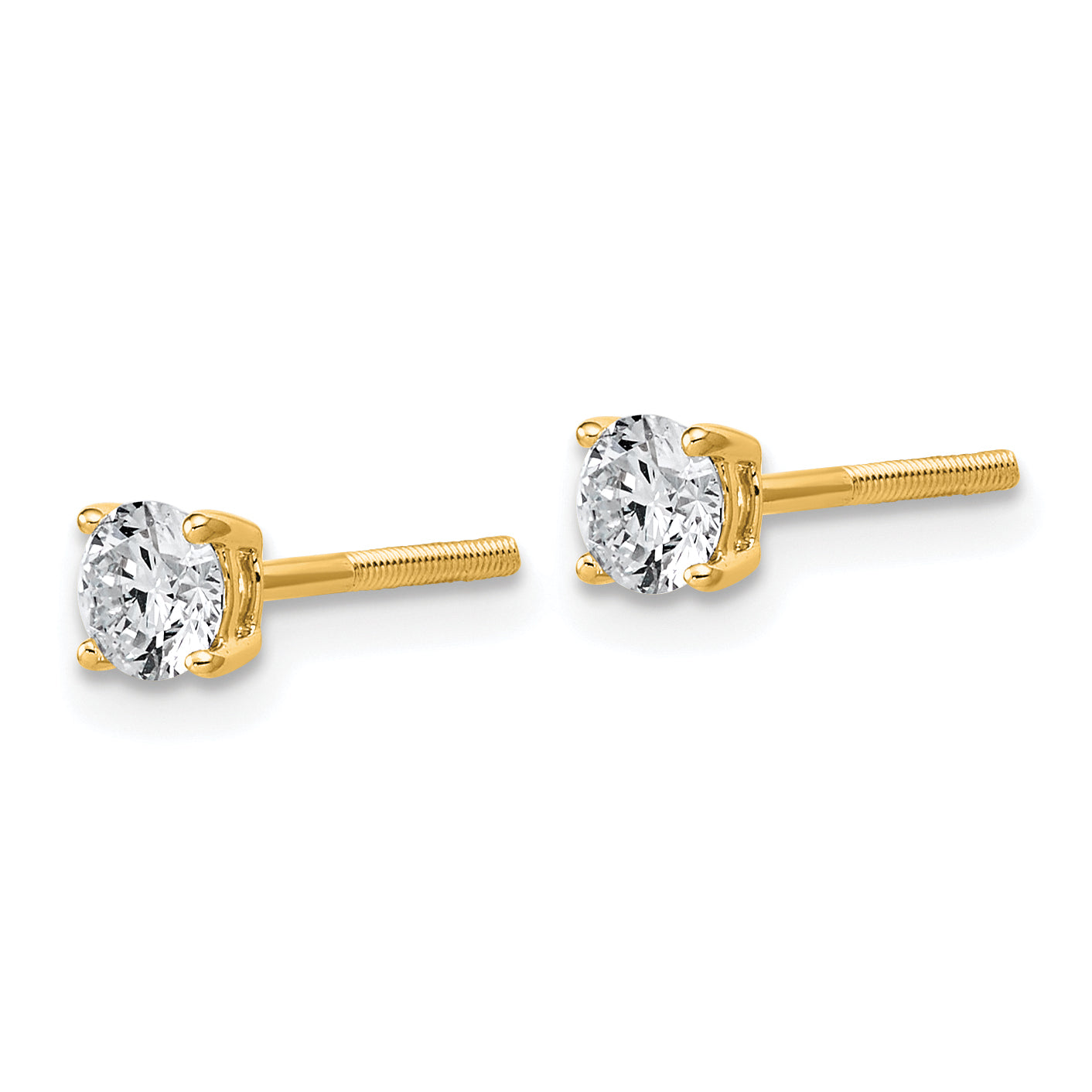 14K Yellow Gold 1/2 ct Lab-Created Diamond VS/SI+ G+, 4-Prong Screw-Back Stud Earrings