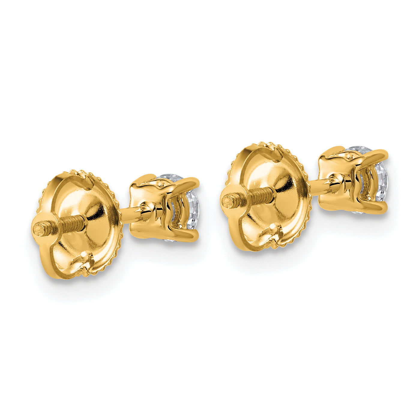 14K Yellow Gold 1/2 ct Lab-Created Diamond VS+ F+, 4-Prong Screw-Back Stud Earrings