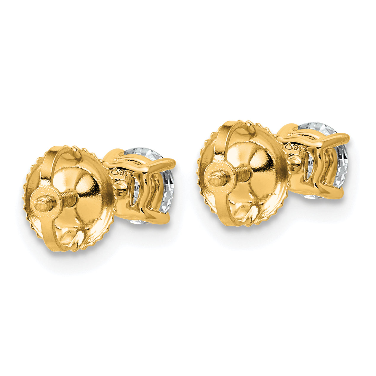 14K Yellow Gold 5/8 ct Lab-Created Diamond VS/SI+ G+, 4-Prong Screw-Back Stud Earrings