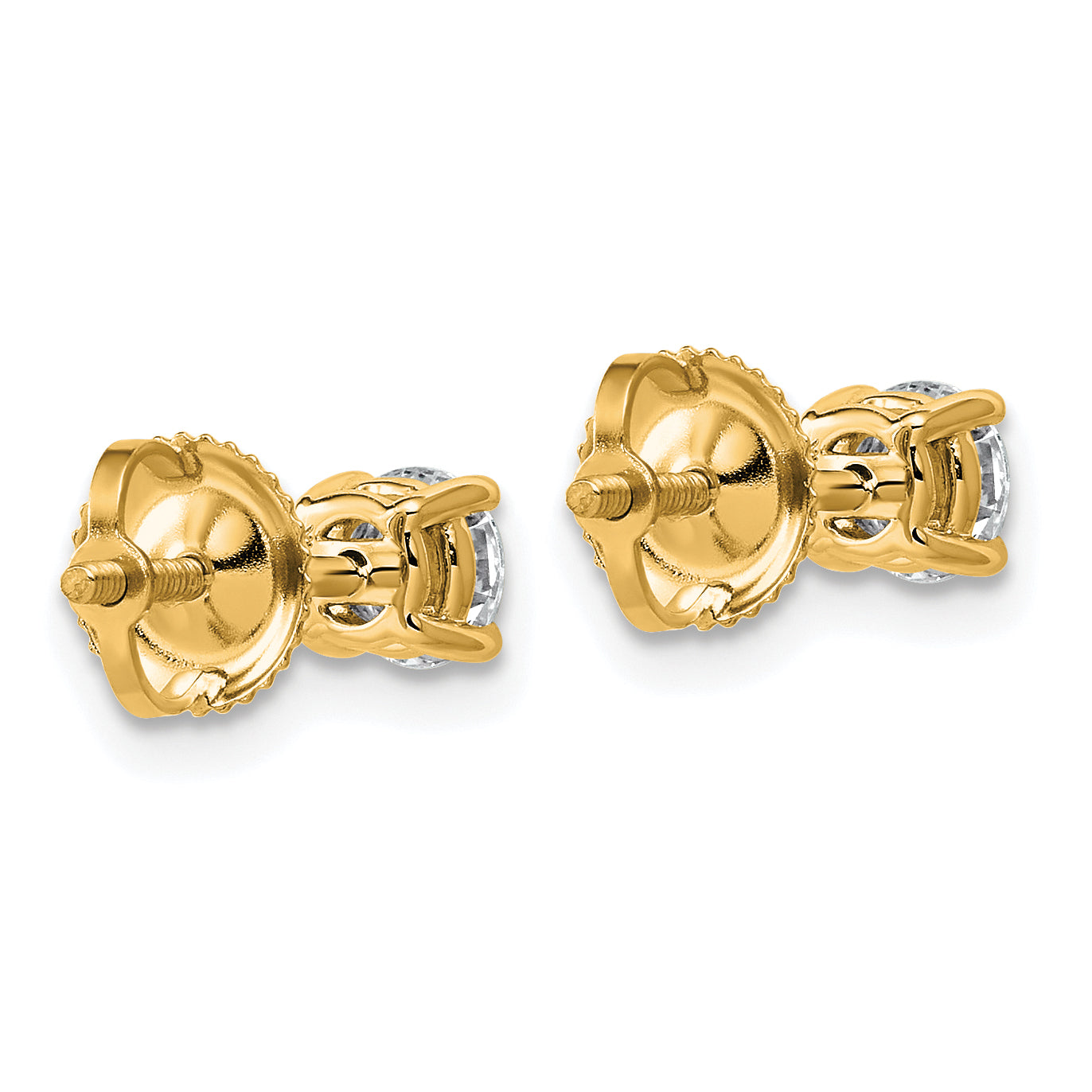 14K Yellow Gold 3/4 ct Lab-Created Diamond VS+ F+, 4-Prong Screw-Back Stud Earrings