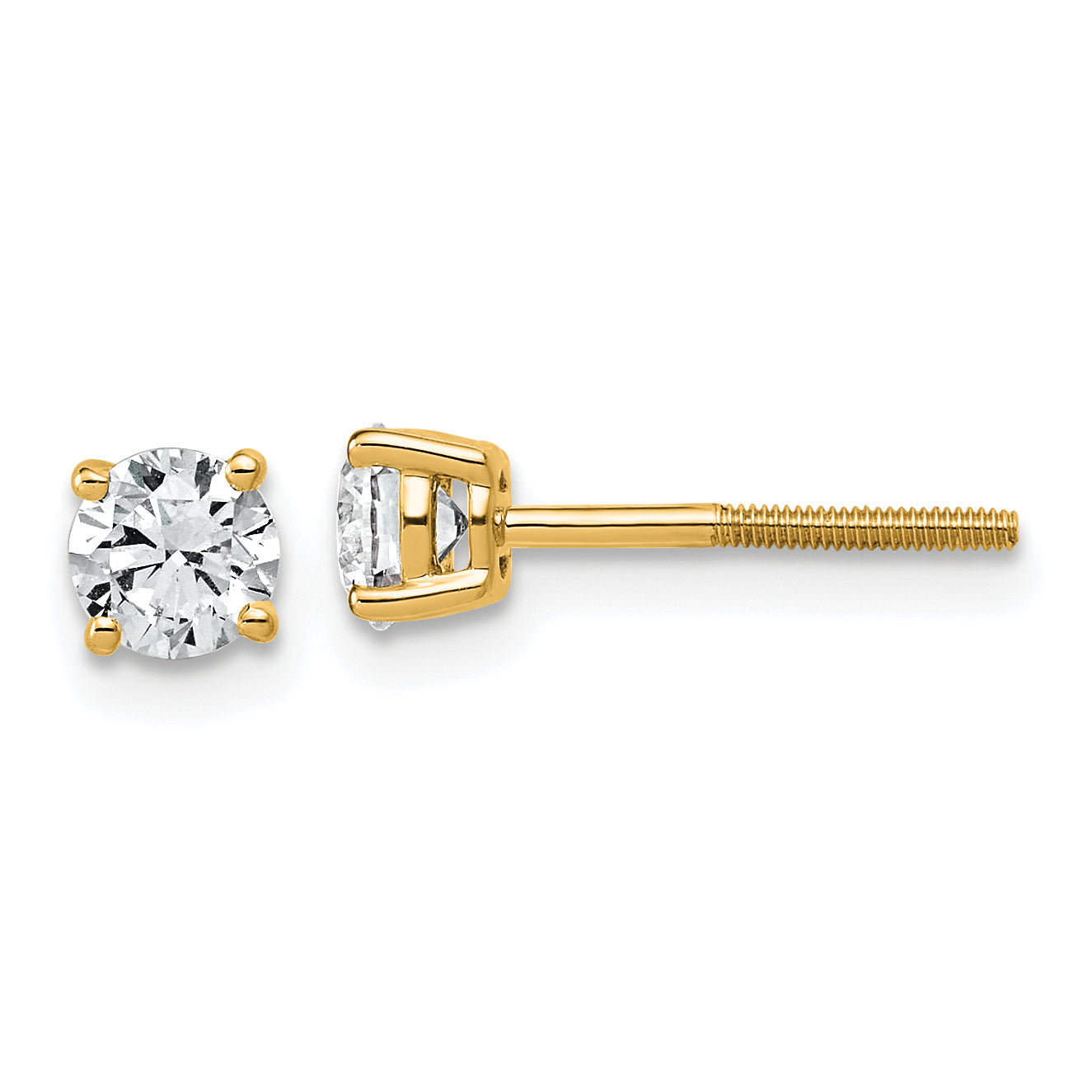 14K Yellow Gold 3/4 ct Lab-Created Diamond VS/SI+ G+, 4-Prong Screw-Back Stud Earrings Main image