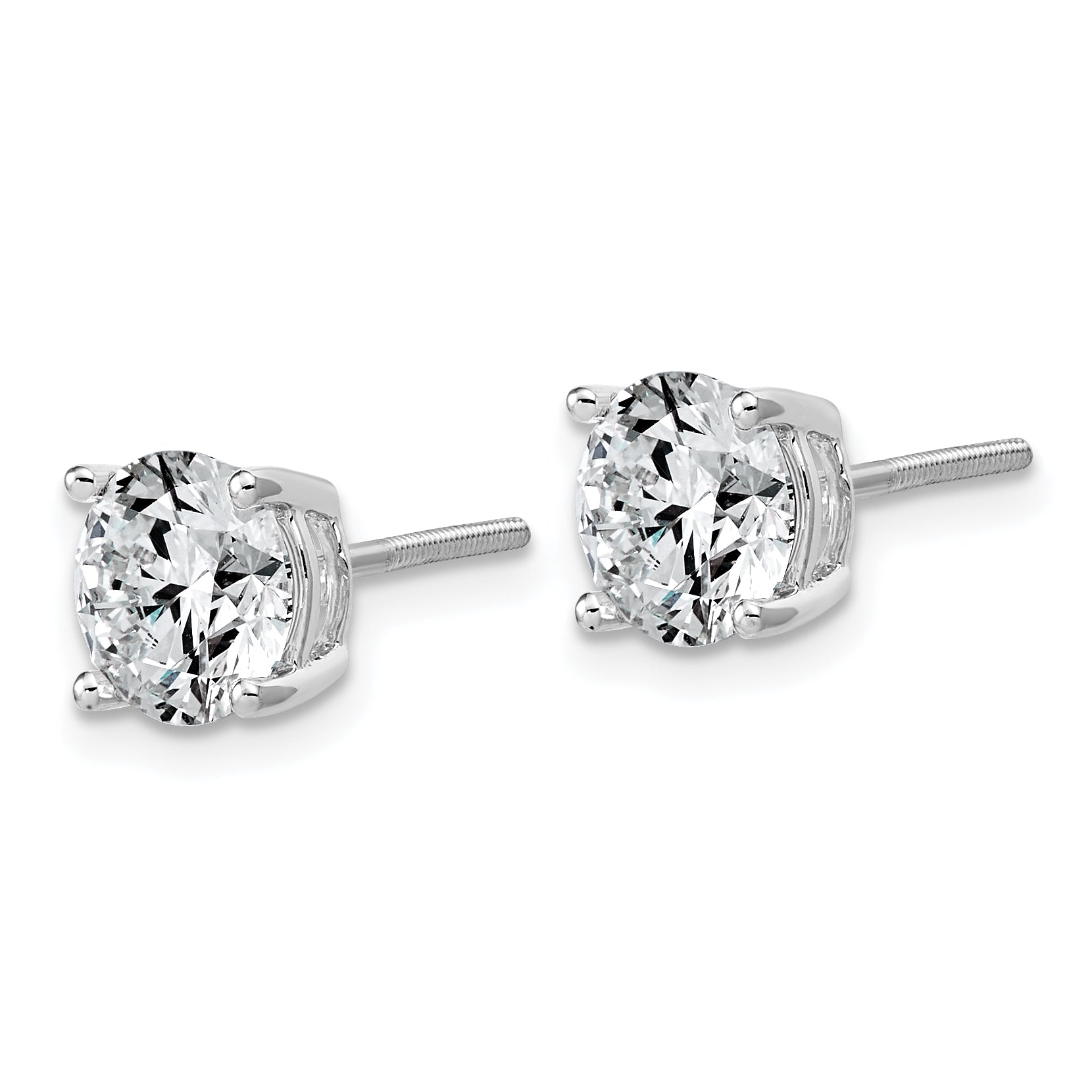 14K White Gold 4 ct Lab-Created Diamond VS/SI+ G+, 4-Prong Screw-Back Stud Earrings Secondary image