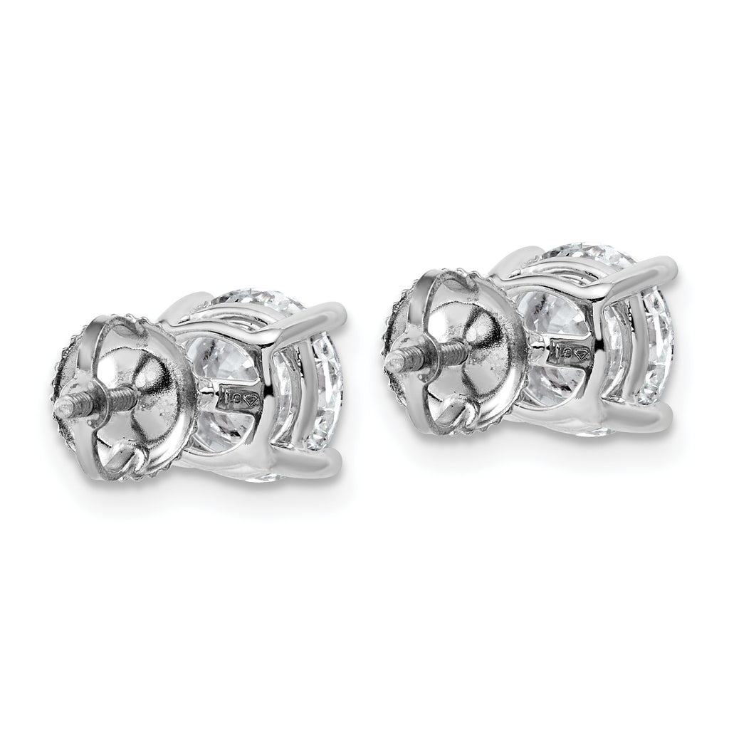14K White Gold 4 ct Lab-Created Diamond VS+ F+, 4-Prong Screw-Back Stud Earrings