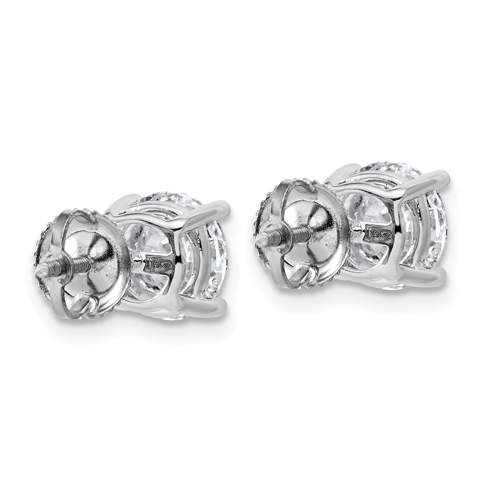 14K White Gold 4 ct Lab-Created Diamond VS/SI+ G+, 4-Prong Screw-Back Stud Earrings