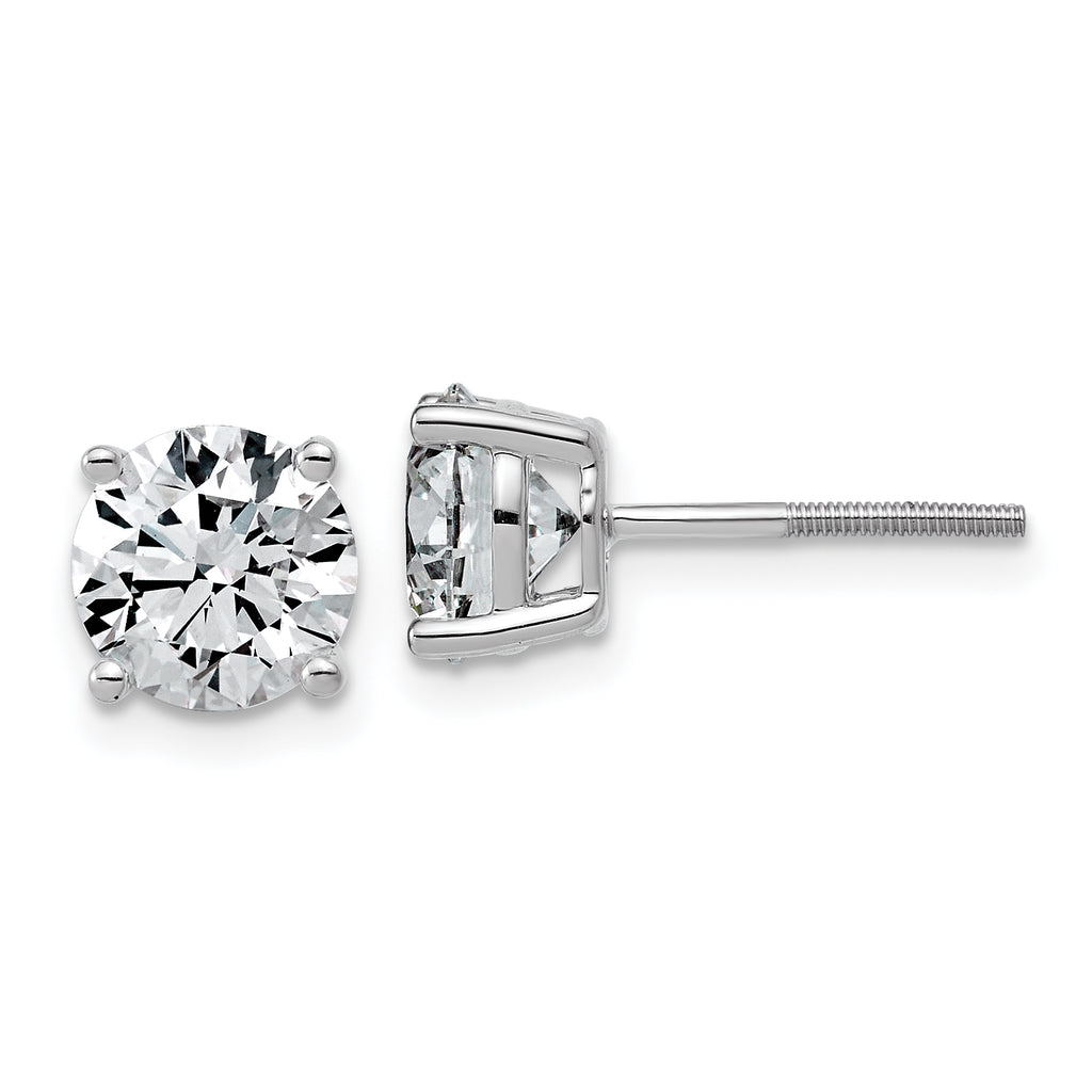 14K White Gold 4 ct Lab-Created Diamond VS+ F+, 4-Prong Screw-Back Stud Earrings