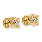 14K Yellow Gold 3 ct Lab-Created Diamond VS+ F+, 4-Prong Screw-Back Stud Earrings