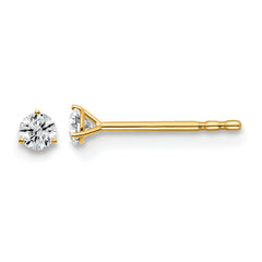 18k 1/10 carat Lab Grown Diamond VS+ F+ Round Complete Three Prong Stud Earrings