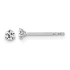 Platinum 1/10 carat Lab Grown Diamond VS+ F+ Round Complete Three Prong Stud Earrings