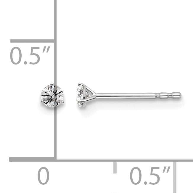 14K White Gold 1/10 ct Lab-Created Diamond VS+ F+, 3-Prong Stud Earrings