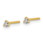 14K Yellow Gold 1/10 ct Lab-Created Diamond VS/SI+ G+, 3-Prong Stud Earrings