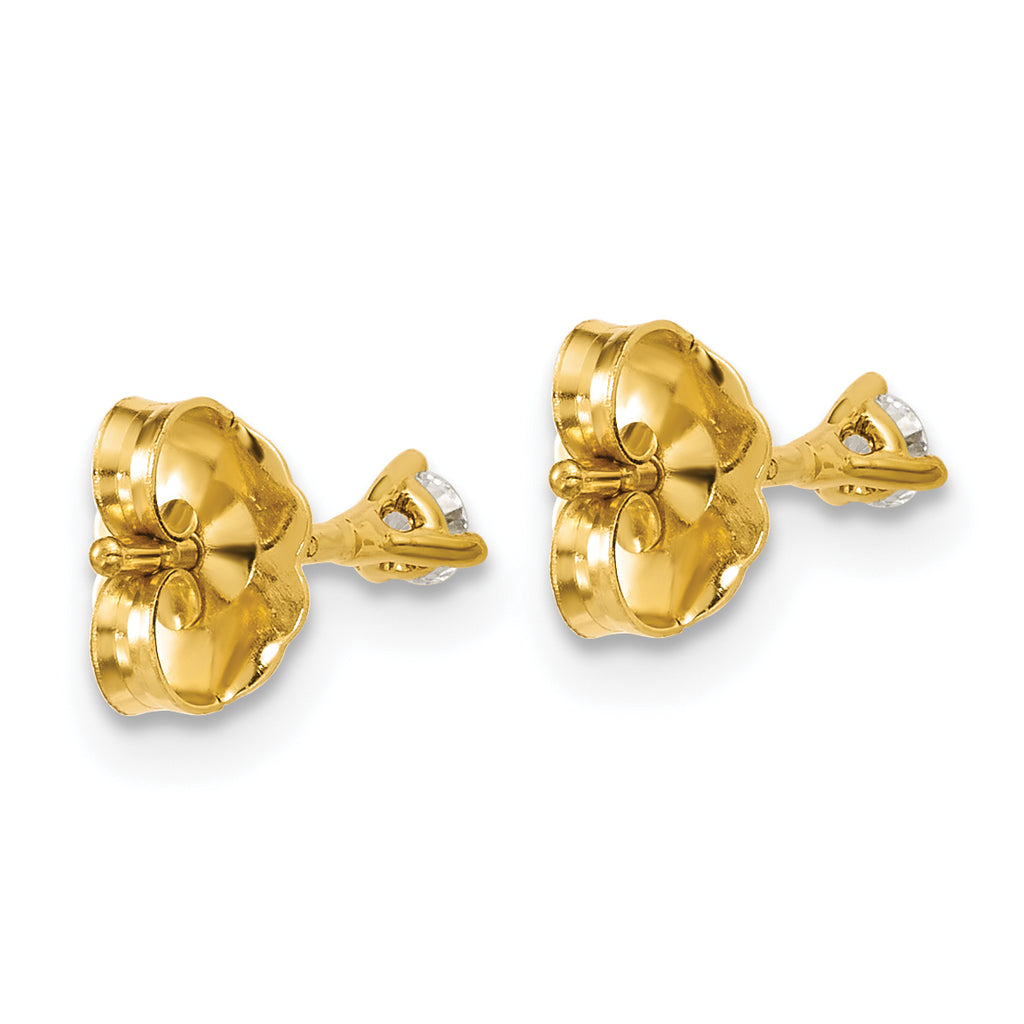 14K Yellow Gold 1/10 ct Lab-Created Diamond VS+ F+, 3-Prong Stud Earrings
