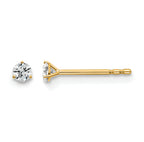 14K Yellow Gold 1/10 ct Lab-Created Diamond VS+ F+, 3-Prong Stud Earrings