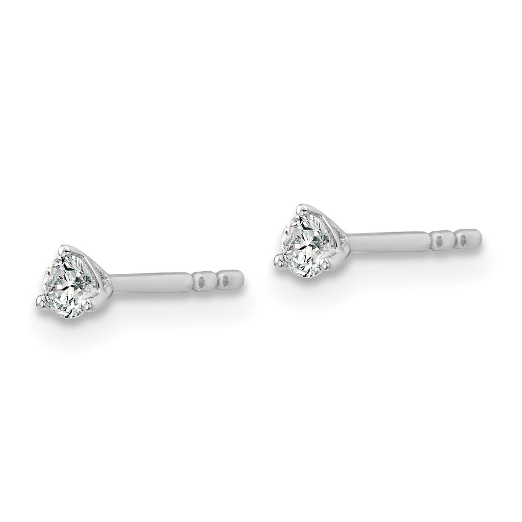 14K White Gold 1/6 ct Lab-Created Diamond VS/SI+ G+, 3-Prong Stud Earrings