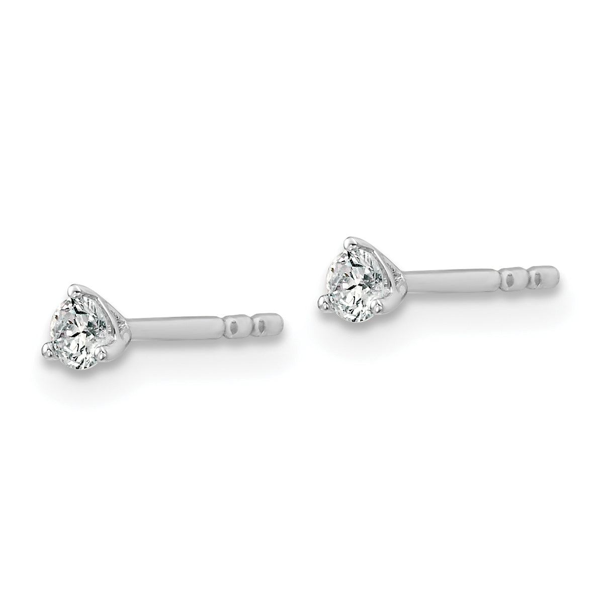 14K White Gold 1/6 ct Lab-Created Diamond VS/SI+ G+, 3-Prong Stud Earrings