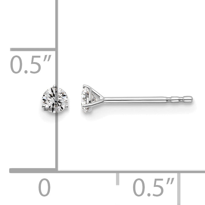 14K White Gold 1/6 ct Lab-Created Diamond VS/SI+ G+, 3-Prong Stud Earrings