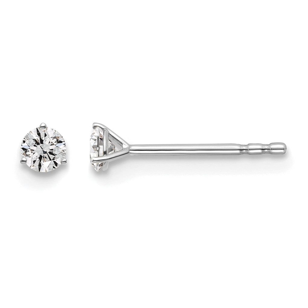 14K White Gold 1/6 ct Lab-Created Diamond VS/SI+ G+, 3-Prong Stud Earrings