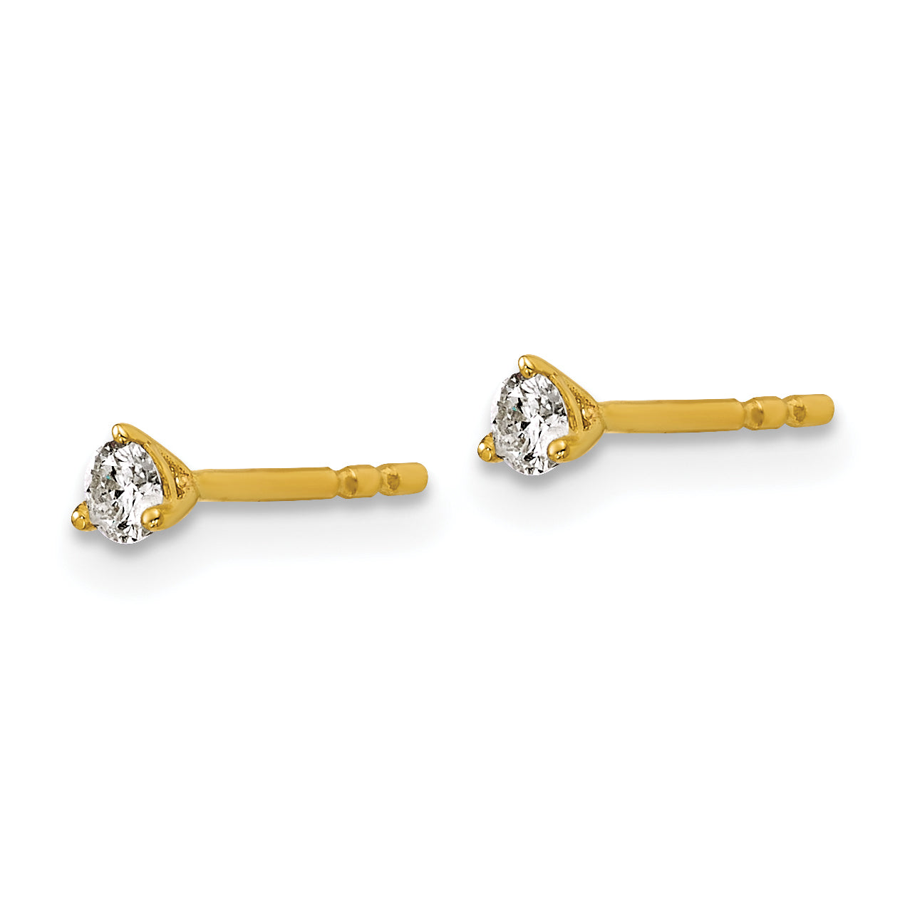 14K Yellow Gold 1/6 ct Lab-Created Diamond VS+ F+, 3-Prong Stud Earrings