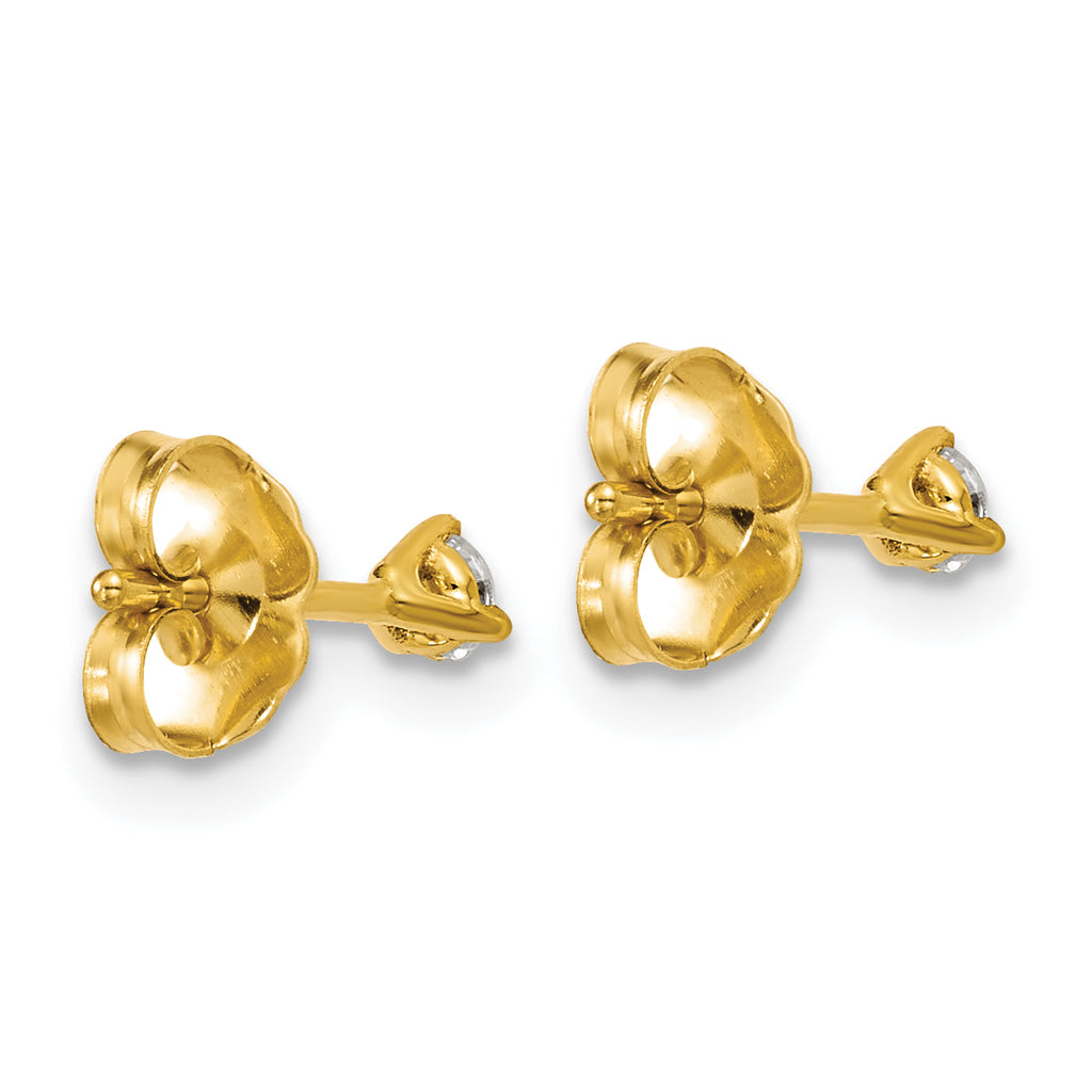 14K Yellow Gold 1/6 ct Lab-Created Diamond VS+ F+, 3-Prong Stud Earrings