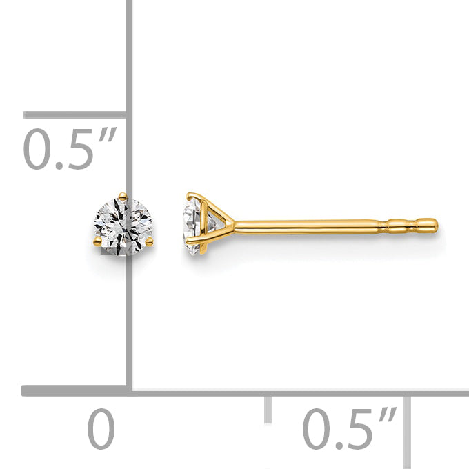 14K Yellow Gold 1/6 ct Lab-Created Diamond VS/SI+ G+, 3-Prong Stud Earrings