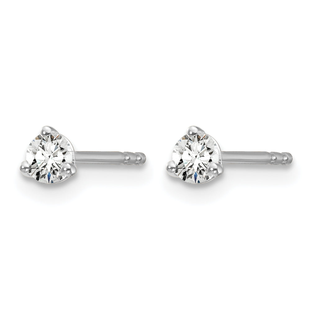 14K White Gold 1/5 ct Lab-Created Diamond VS/SI+ G+, 3-Prong Stud Earrings