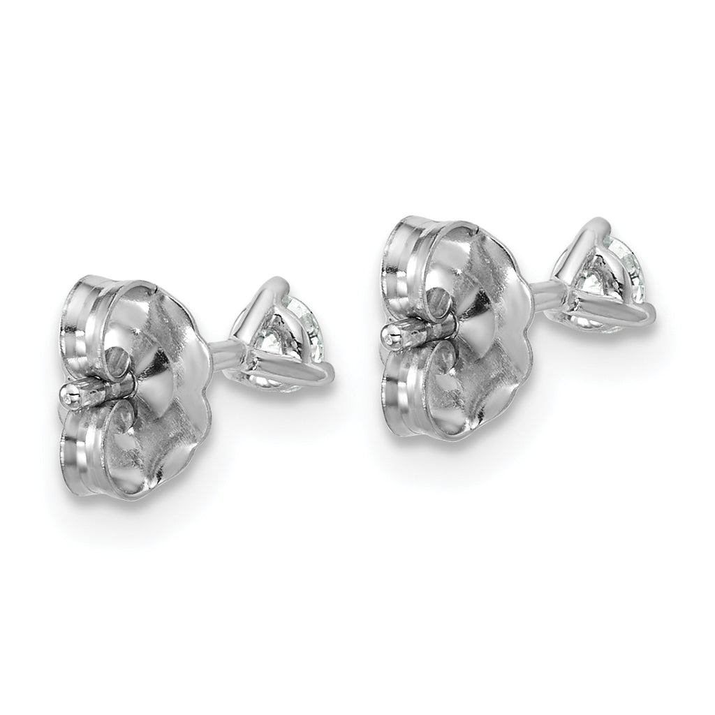 14K White Gold 1/5 ct Lab-Created Diamond VS+ F+, 3-Prong Stud Earrings