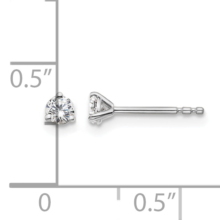 14K White Gold 1/5 ct Lab-Created Diamond VS+ F+, 3-Prong Stud Earrings