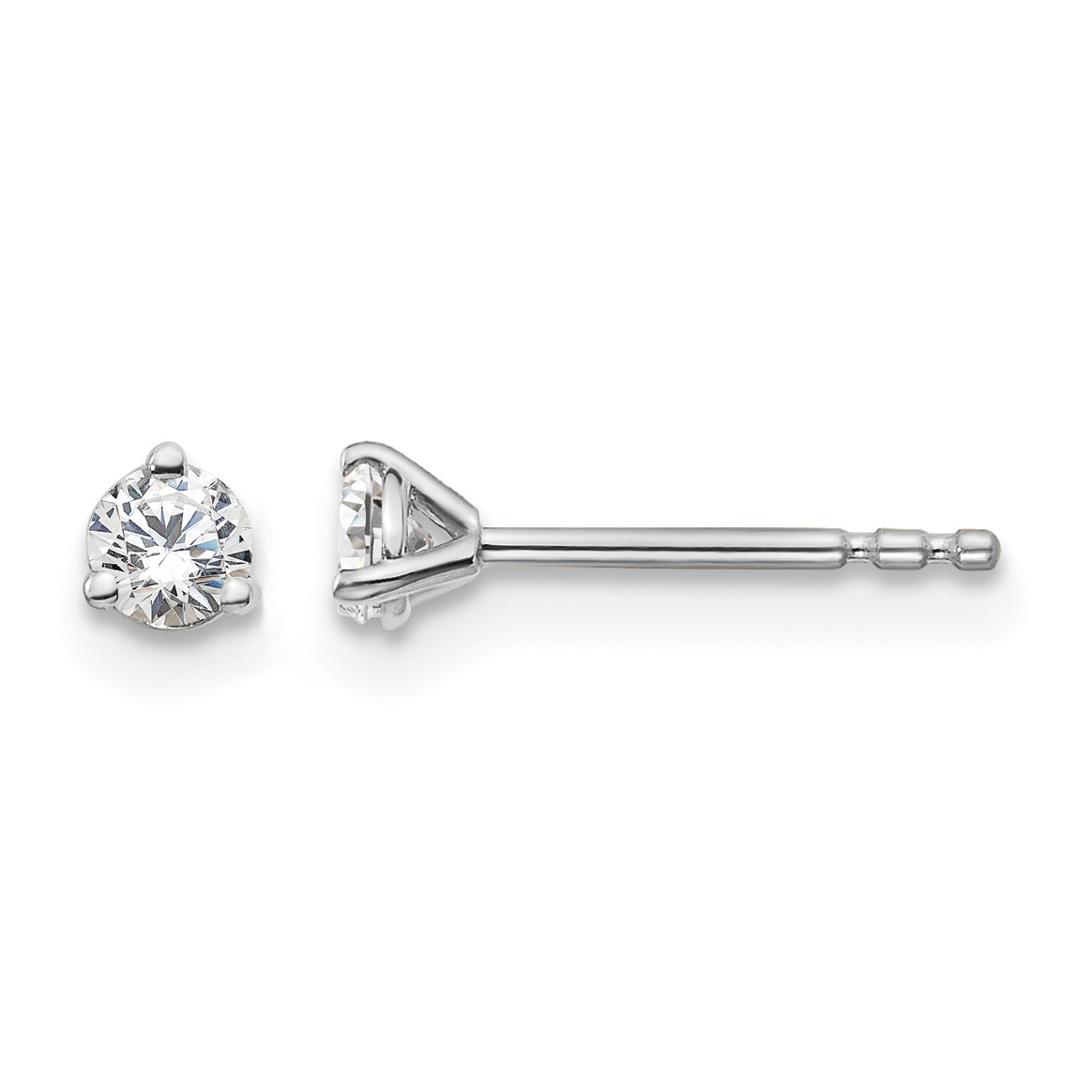 14K White Gold 1/5 ct Lab-Created Diamond VS+ F+, 3-Prong Stud Earrings Main image