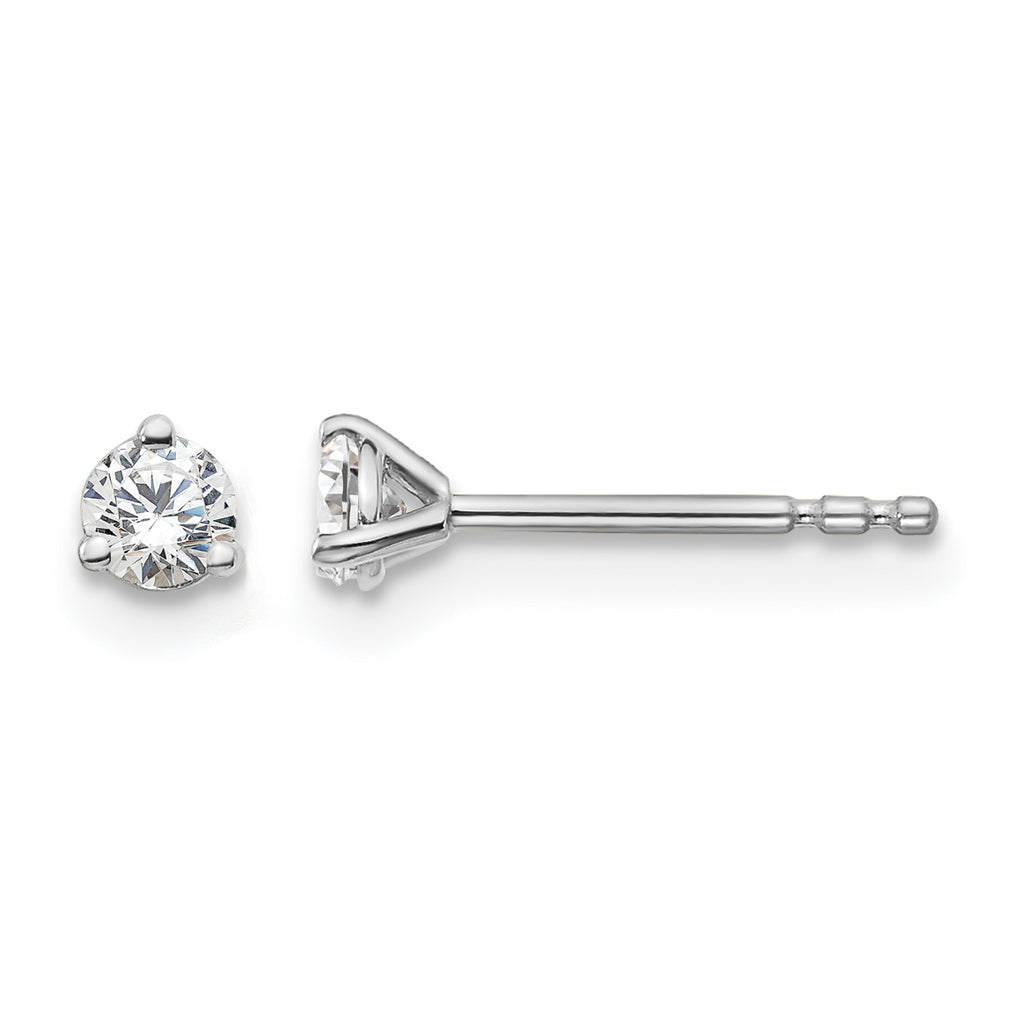 14K White Gold 1/5 ct Lab-Created Diamond VS+ F+, 3-Prong Stud Earrings