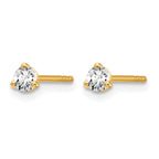 14K Yellow Gold 1/5 ct Lab-Created Diamond VS+ F+, 3-Prong Stud Earrings