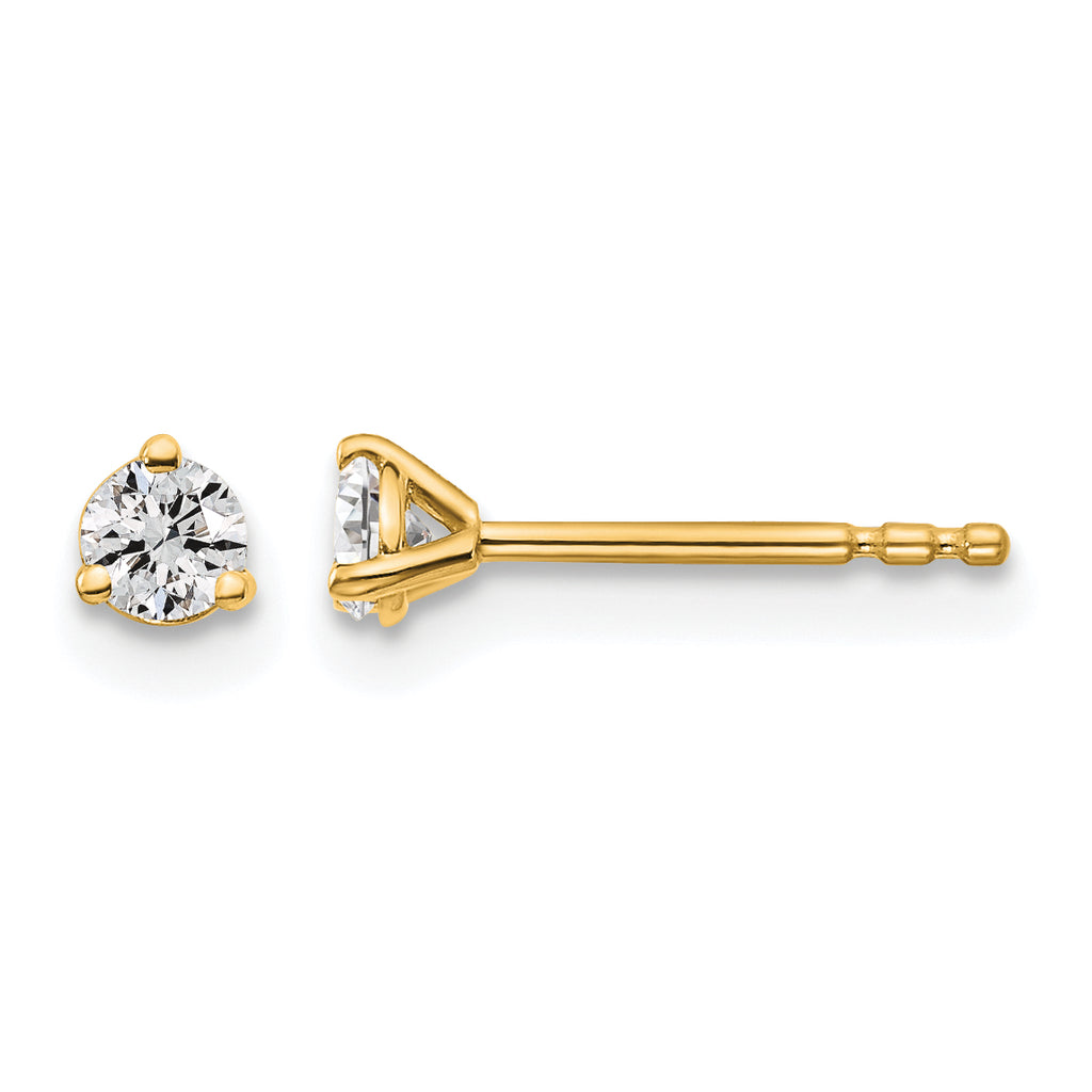 14K Yellow Gold 1/5 ct Certified Lab-Created Diamond VS/SI+ G+, 3-Prong Stud Earrings