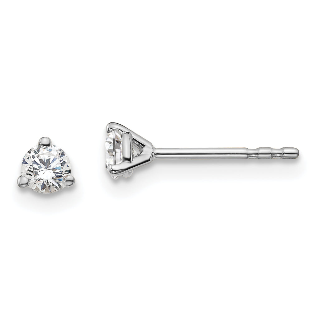18K White Gold 1/4 ct Certified Lab-Created Diamond VS+ F+, 3-Prong Stud Earrings