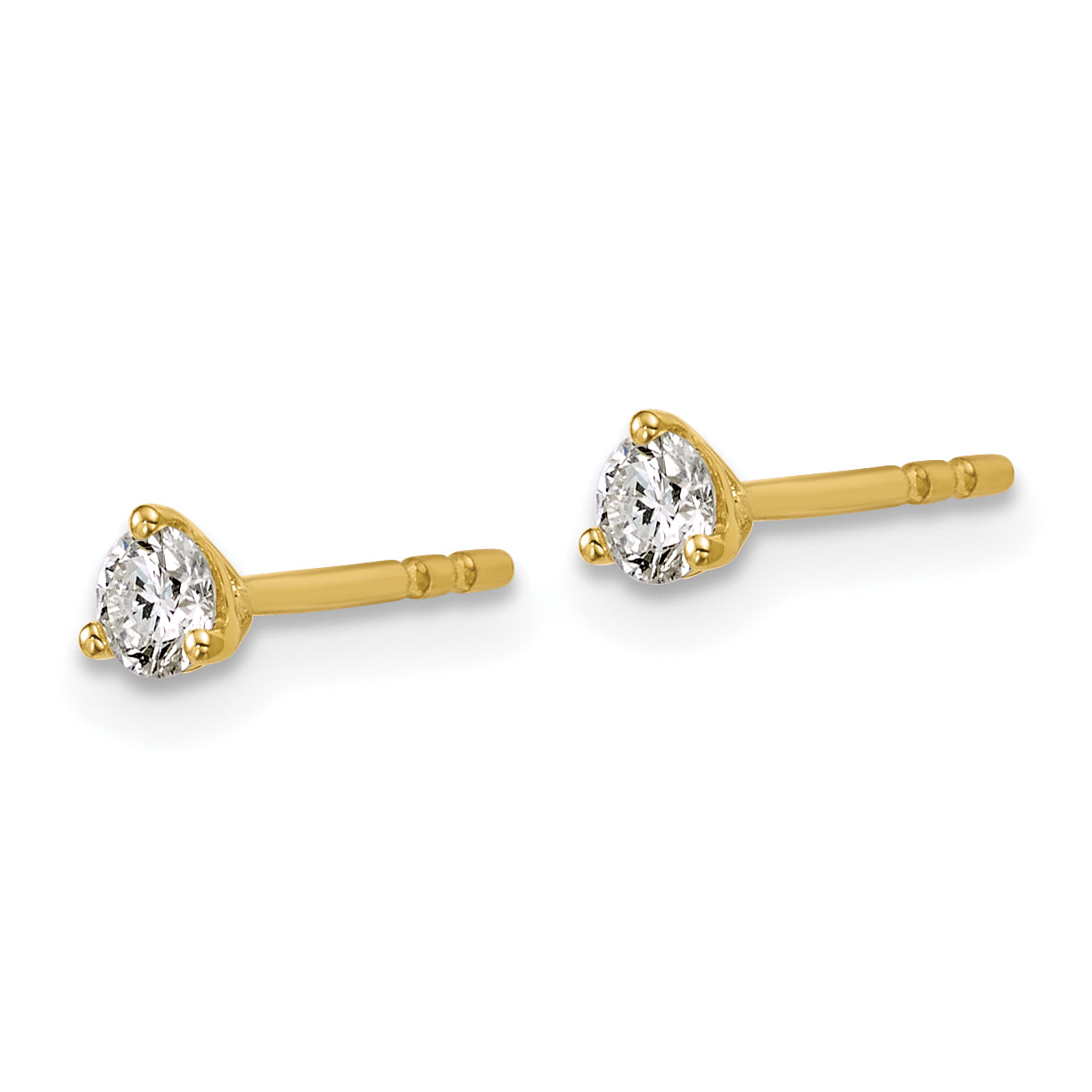 18K Yellow Gold 1/4 ct Certified Lab-Created Diamond VS+ F+, 3-Prong Stud Earrings Secondary image