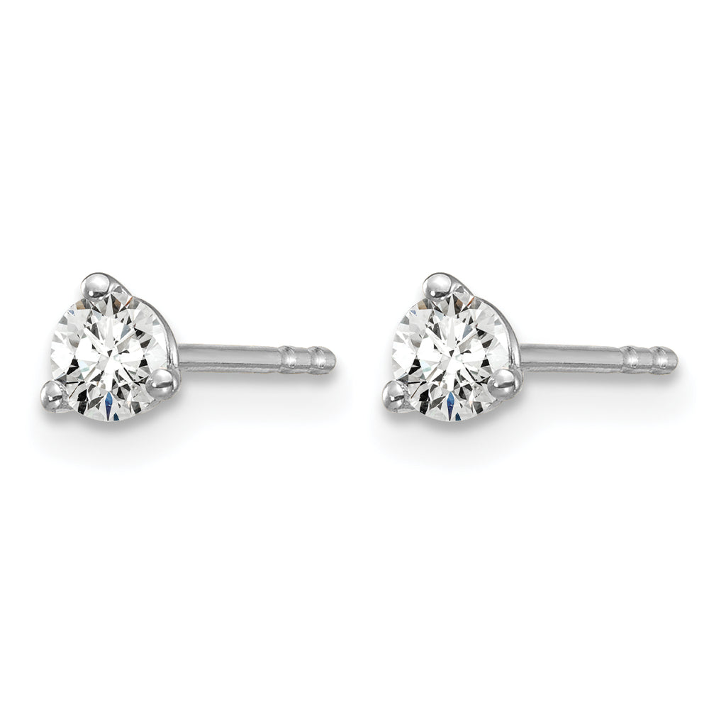 14K White Gold 1/4 ct Certified Lab-Created Diamond VS+ F+, 3-Prong Stud Earrings