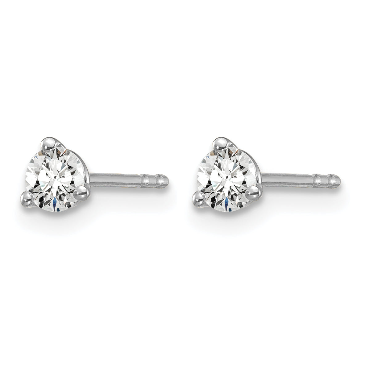 14K White Gold 1/4 ct Lab-Created Diamond VS/SI+ G+, 3-Prong Stud Earrings Secondary image