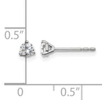 14K White Gold 1/4 ct Certified Lab-Created Diamond VS+ F+, 3-Prong Stud Earrings