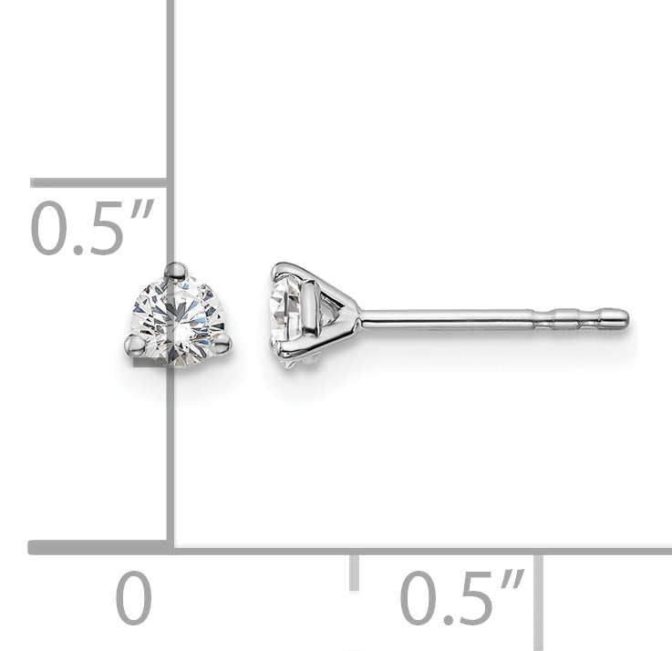 14K White Gold 1/4 ct Certified Lab-Created Diamond VS/SI+ G+, 3-Prong Stud Earrings