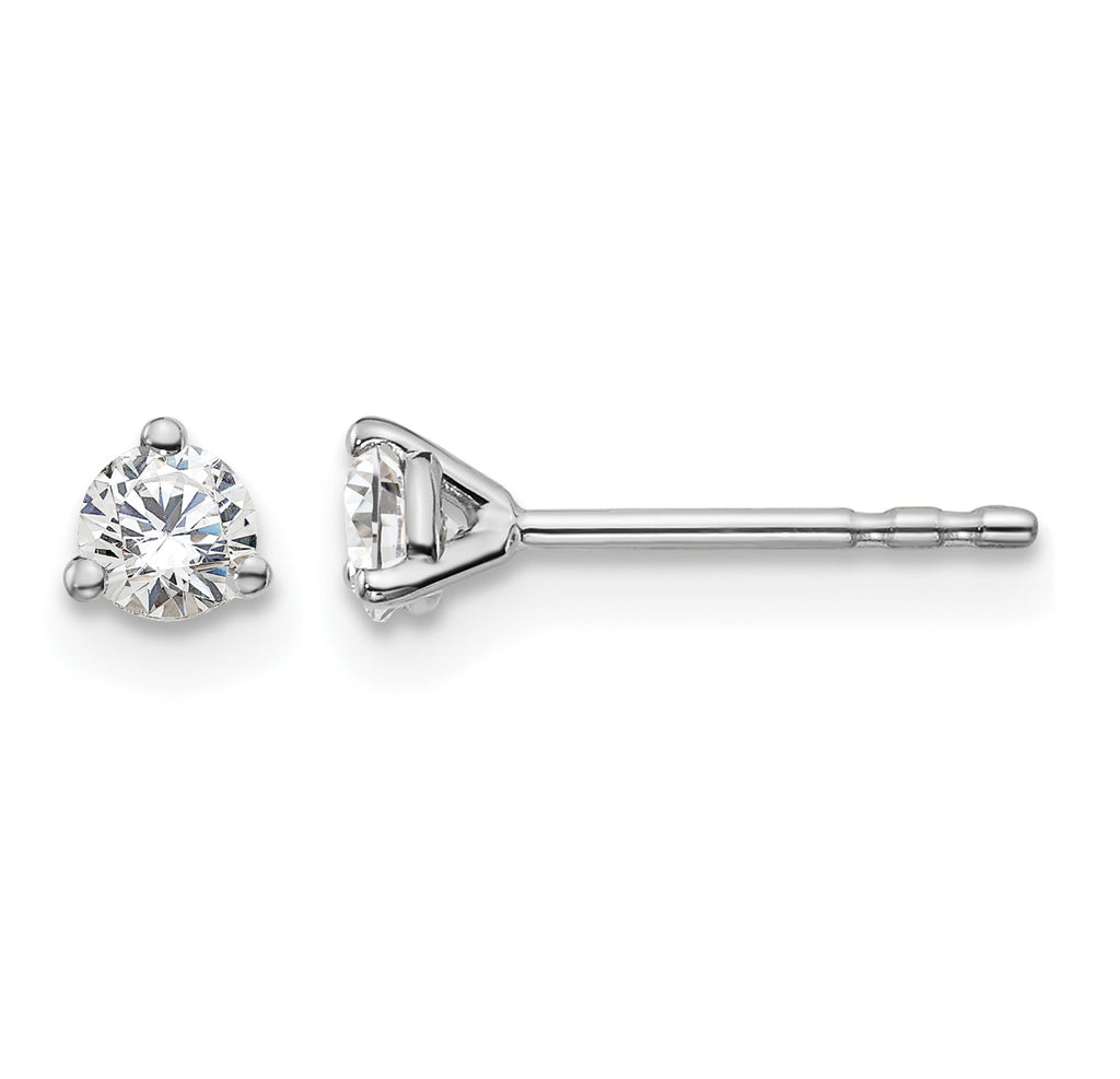 14K White Gold 1/4 ct Certified Lab-Created Diamond VS+ F+, 3-Prong Stud Earrings
