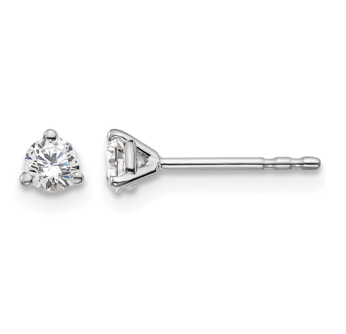 14K White Gold 1/4 ct Certified Lab-Created Diamond VS+ F+, 3-Prong Stud Earrings