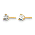 14K Yellow Gold 1/4 ct Lab-Created Diamond VS/SI+ G+, 3-Prong Stud Earrings