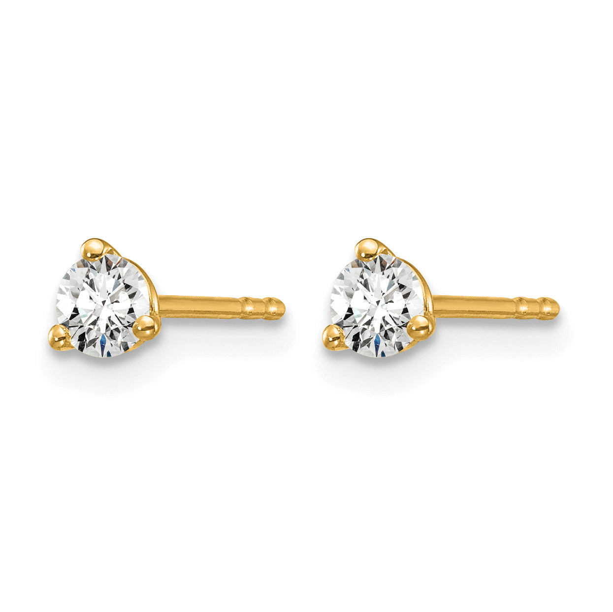 14K Yellow Gold 1/4 ct Lab-Created Diamond VS+ F+, 3-Prong Stud Earrings Secondary image