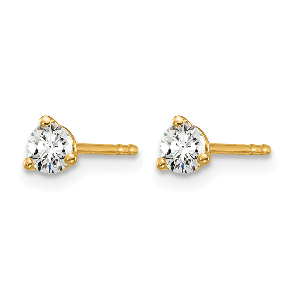 14K Yellow Gold 1/4 ct Certified Lab-Created Diamond VS/SI+ G+, 3-Prong Stud Earrings